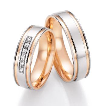 Nowotny-Collection Ruesch Trauringe Weiss-Rotgold 66/42170-060 + 66/42180-060